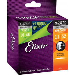 Elixir 16554 Mixed Multipack Струны для акустической и электрогитары