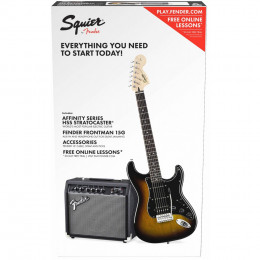 Fender SQUIER Squier Affinity Series™ Stratocaster® HSS Pack, Laurel Fingerboard, Brown Sunburst, Gig Bag, Электрогитара