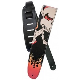 Planet Waves 25LHR03 Кожаный гитарный ремень, Flaming Skull